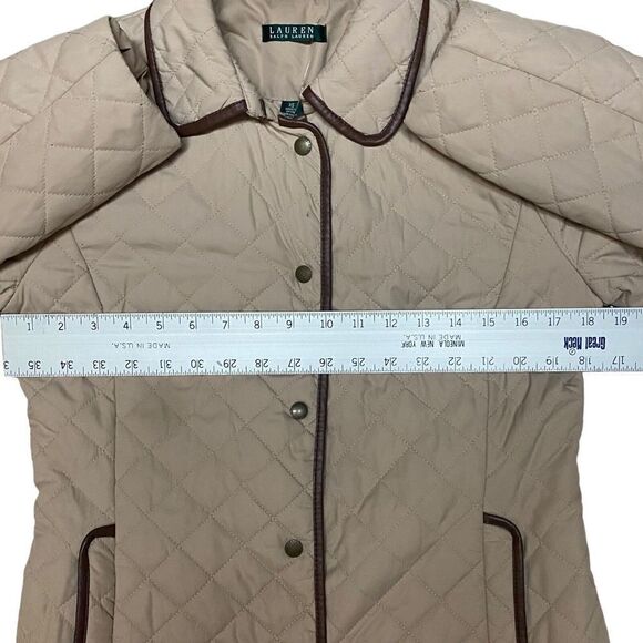 Lauren Ralph Lauren Jacket Women’s XS Tan Quilted Equestrian Collar Logo *READ* - Picture 5 of 16